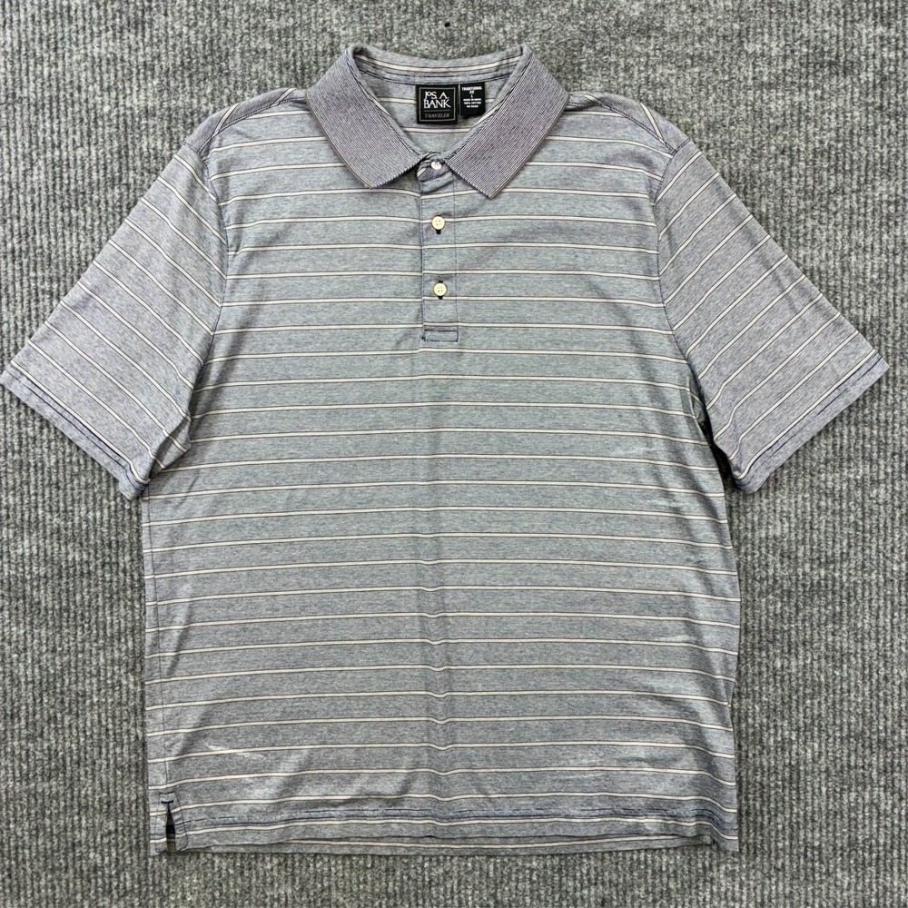 Jos. A. Bank Traveler Mens Polo Shirt L Striped Traditional Fit‎ Short Sleeve
